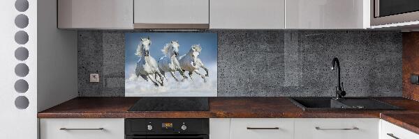 Pannello retrocucina con decorazione raffigurante cavalli al galoppo