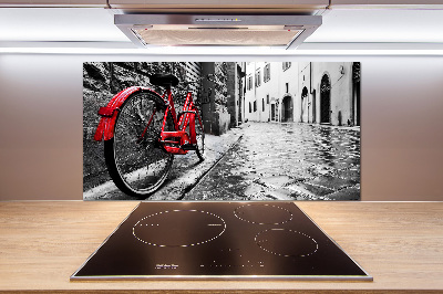 Rivestimento parete cucina con stampa di bicicletta rossa