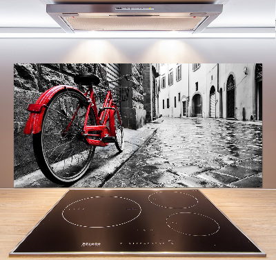 Rivestimento parete cucina con stampa di bicicletta rossa