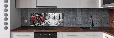 Rivestimento parete cucina con stampa di bicicletta rossa
