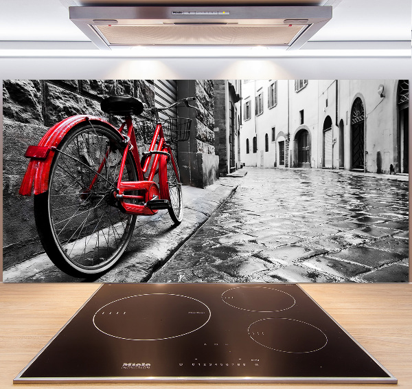 Rivestimento parete cucina con stampa di bicicletta rossa