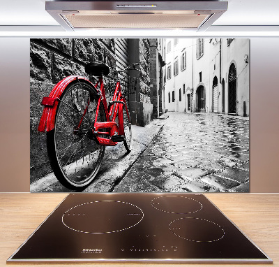 Rivestimento parete cucina con stampa di bicicletta rossa