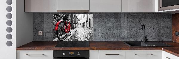 Rivestimento parete cucina con stampa di bicicletta rossa