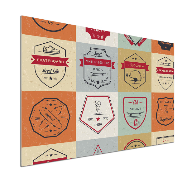 Pannello retrocucina con decorazione a tema segnali per skateboard