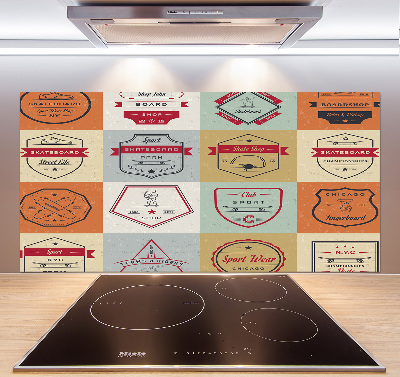 Pannello retrocucina con decorazione a tema segnali per skateboard