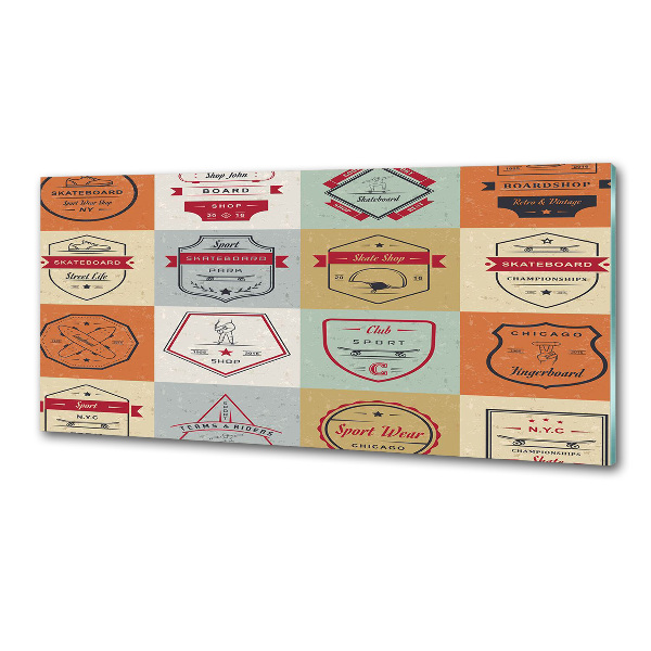 Pannello retrocucina con decorazione a tema segnali per skateboard