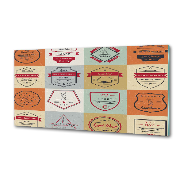 Pannello retrocucina con decorazione a tema segnali per skateboard