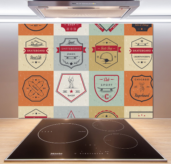 Pannello retrocucina con decorazione a tema segnali per skateboard