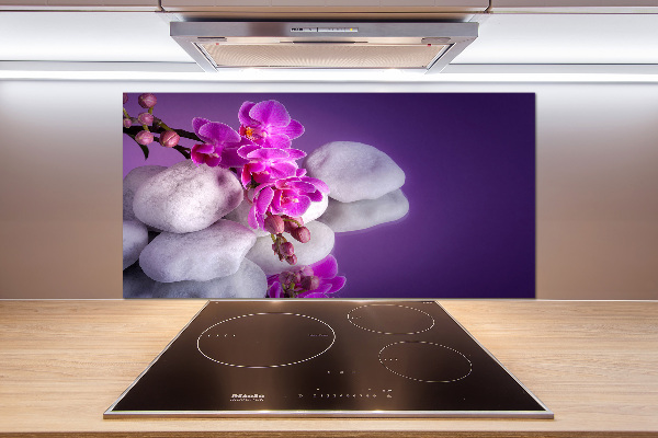 Rivestimento parete cucina con motivo orchidea