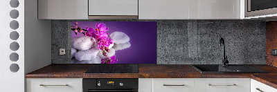 Rivestimento parete cucina con motivo orchidea