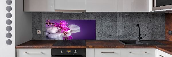 Rivestimento parete cucina con motivo orchidea