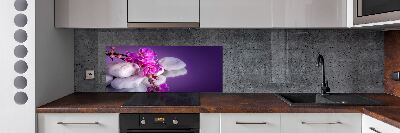 Rivestimento parete cucina con motivo orchidea