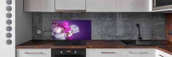 Rivestimento parete cucina con motivo orchidea