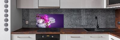 Rivestimento parete cucina con motivo orchidea