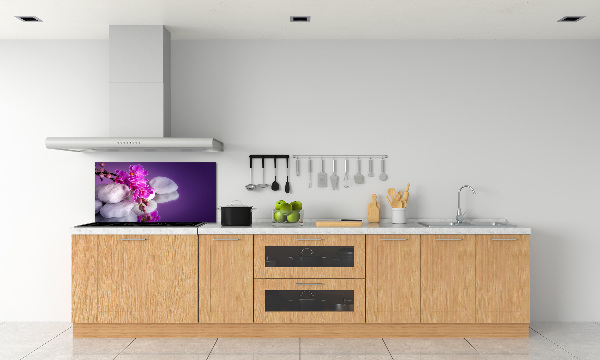 Rivestimento parete cucina con motivo orchidea