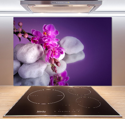 Rivestimento parete cucina con motivo orchidea