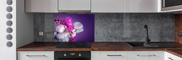Rivestimento parete cucina con motivo orchidea