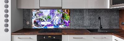 Pannello retrocucina con stampa di bicicletta bianca