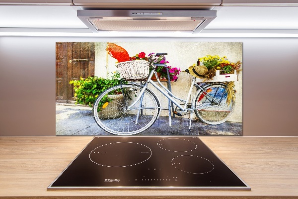 Pannello paraschizzi cucina con stampa di bicicletta bianca