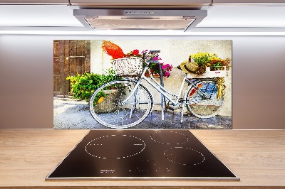 Pannello paraschizzi cucina con stampa di bicicletta bianca