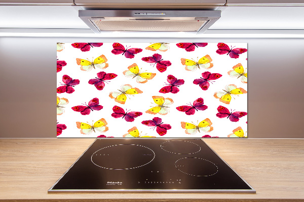 Pannello retrocucina con decorazione di farfalle e fiori