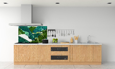 Rivestimento parete cucina con motivo a foglie di banana