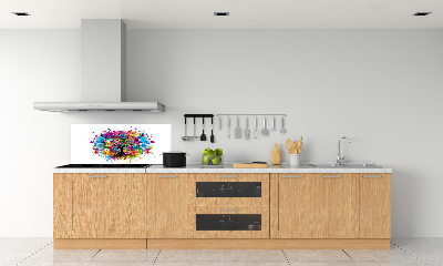 Rivestimento parete cucina con motivo ad albero colorato