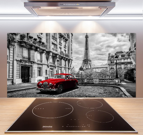 Rivestimento parete cucina con motivo Limousine rosso