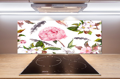 Rivestimento parete cucina con motivo floreale