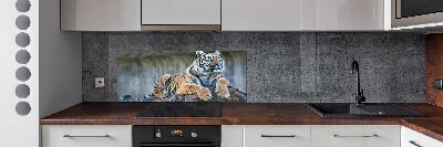 Rivestimento parete cucina con motivo a tigre