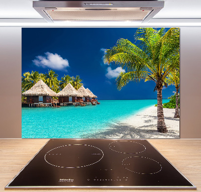 Rivestimento parete cucina in stile bungalow alle Maldive