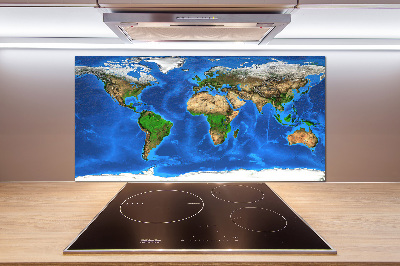 Rivestimento parete cucina con stampa a mappa del mondo