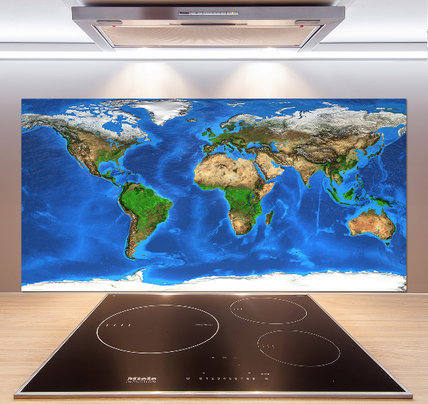 Rivestimento parete cucina con stampa a mappa del mondo