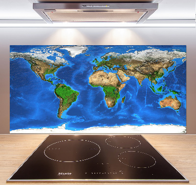 Rivestimento parete cucina con stampa a mappa del mondo