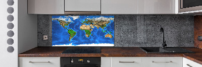 Rivestimento parete cucina con stampa a mappa del mondo