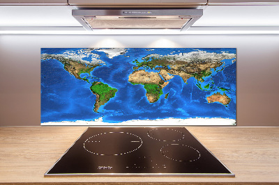 Rivestimento parete cucina con stampa a mappa del mondo