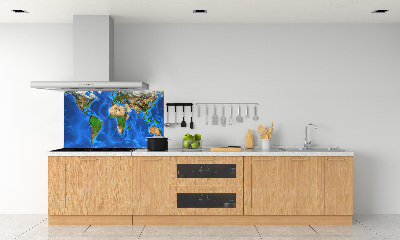 Rivestimento parete cucina con stampa a mappa del mondo