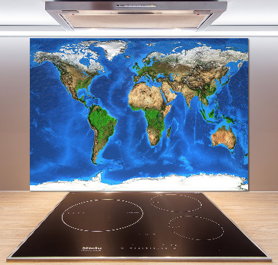 Rivestimento parete cucina con stampa a mappa del mondo