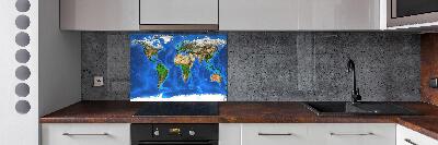 Rivestimento parete cucina con stampa a mappa del mondo