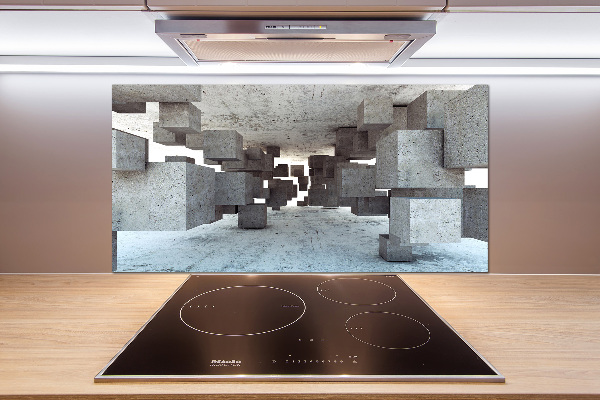 Pannello retrocucina con motivo a cubi in effetto cemento