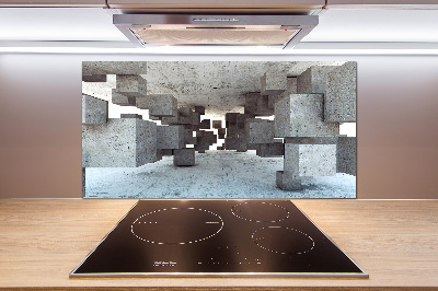 Pannello retrocucina con motivo a cubi in effetto cemento
