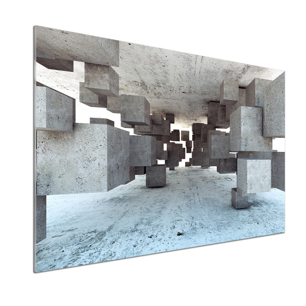 Pannello retrocucina con motivo a cubi in effetto cemento