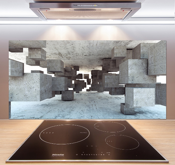 Pannello retrocucina con motivo a cubi in effetto cemento