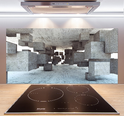 Pannello retrocucina con motivo a cubi in effetto cemento