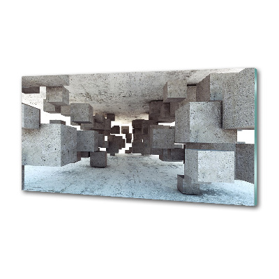 Pannello retrocucina con motivo a cubi in effetto cemento