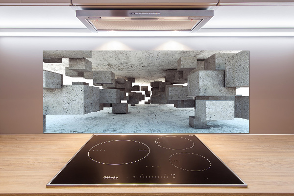 Pannello retrocucina con motivo a cubi in effetto cemento