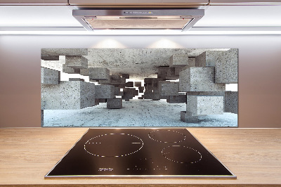 Pannello retrocucina con motivo a cubi in effetto cemento