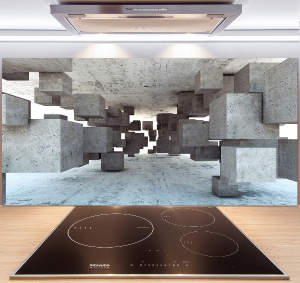 Pannello retrocucina con motivo a cubi in effetto cemento