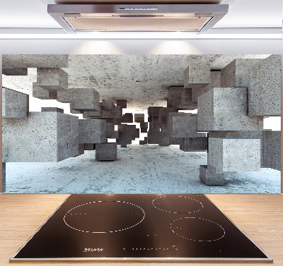 Pannello retrocucina con motivo a cubi in effetto cemento