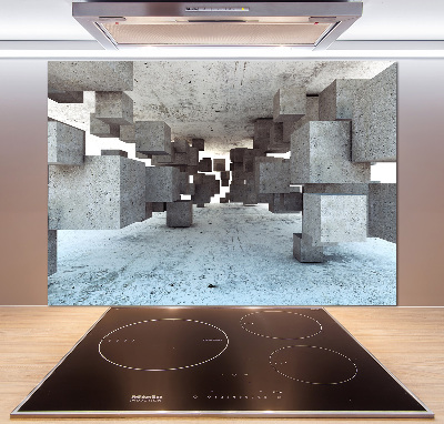 Pannello retrocucina con motivo a cubi in effetto cemento